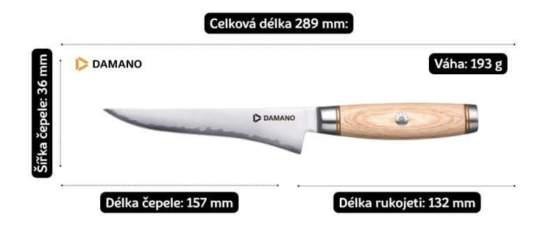 rozměry nože